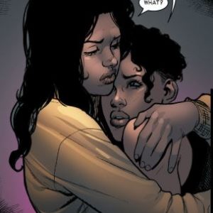 Riri Williams hugging her mother. Taken from Invincible Iron Man # 5